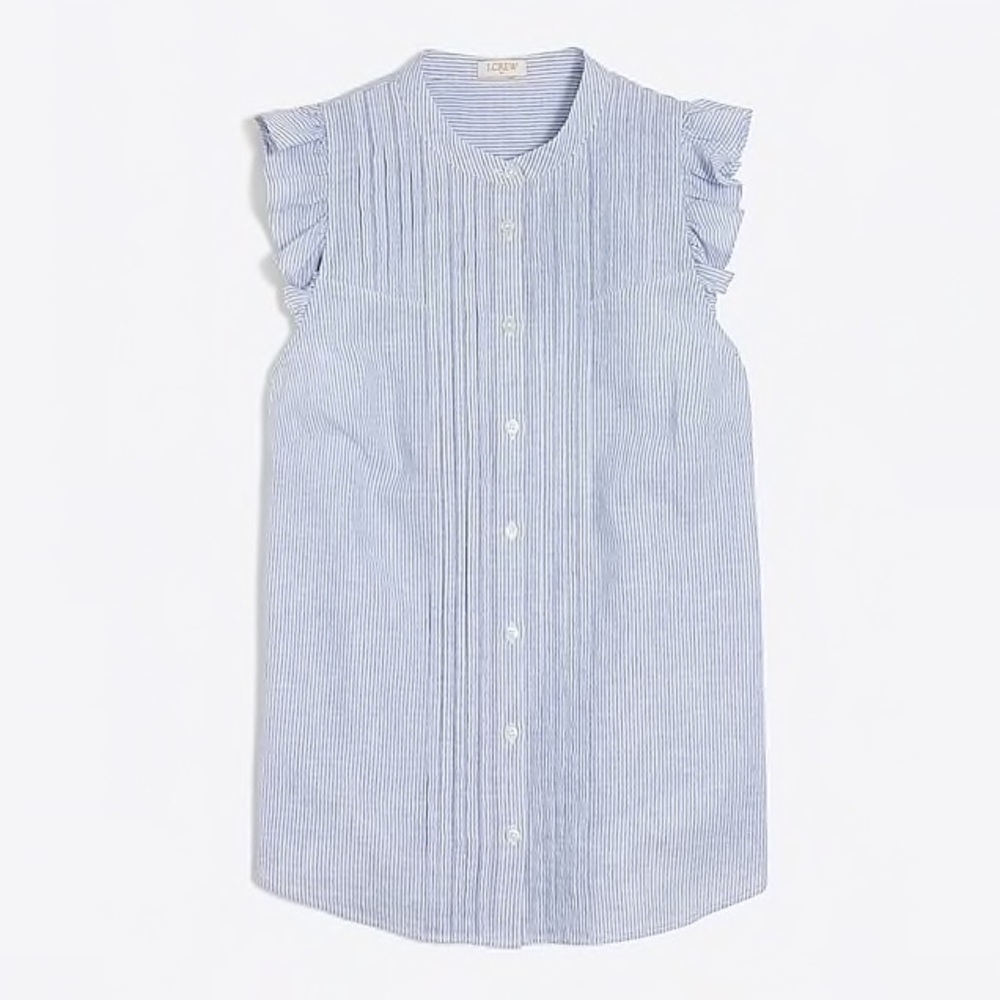 J. Crew Factory Sleeveless Stripe Ruffle top